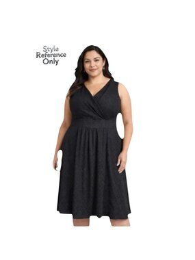 Talbots Black Floral Jacquard Fit & Flare Cocktail Dress Plus Size 18